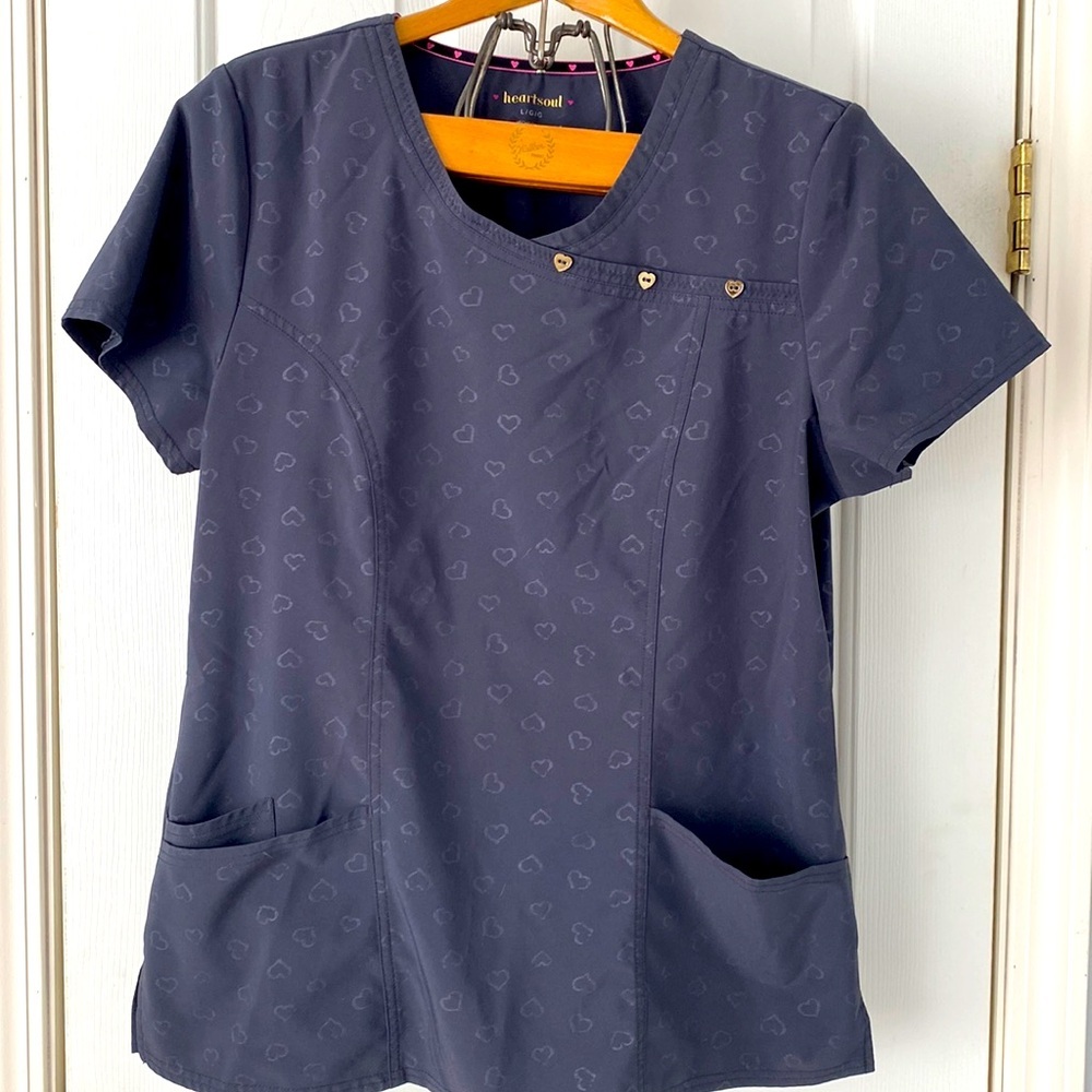 Heartsoul charcoal gray scrub top
